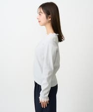 F1FDD11140 MK MICHEL KLEIN(小さいサイズ)(メゾン ドゥ サンク) 【小さいサイズ】レースデザインコンパクトニット/洗える ライトグレー