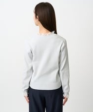 F1FDD11140 MK MICHEL KLEIN(小さいサイズ)(メゾン ドゥ サンク) 【小さいサイズ】レースデザインコンパクトニット/洗える ライトグレー