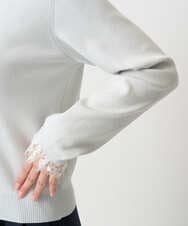 F1FDD11140 MK MICHEL KLEIN(小さいサイズ)(メゾン ドゥ サンク) 【小さいサイズ】レースデザインコンパクトニット/洗える ライトグレー