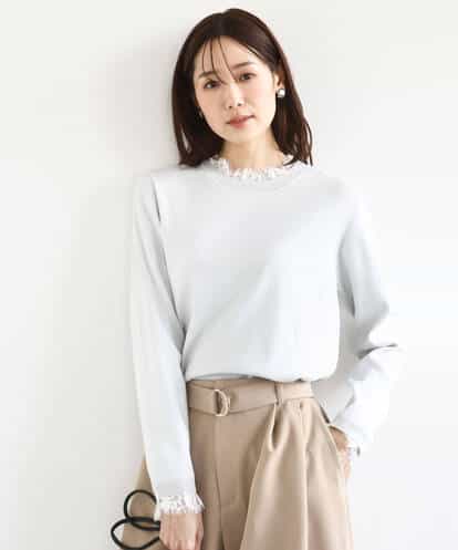 F1FDD11140 MK MICHEL KLEIN(小さいサイズ) 【小さいサイズ】レースデザインコンパクトニット/洗える