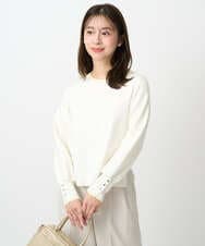 F1FDD14130 MK MICHEL KLEIN(小さいサイズ)(メゾン ドゥ サンク) 【小さいサイズ】配色デザインニット/洗える ピンク