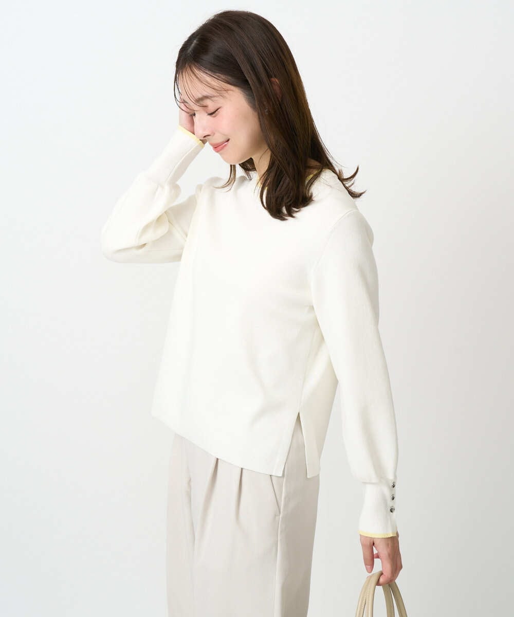 F1FDD14130 MK MICHEL KLEIN(小さいサイズ)(メゾン ドゥ サンク) 【小さいサイズ】配色デザインニット/洗える ピンク