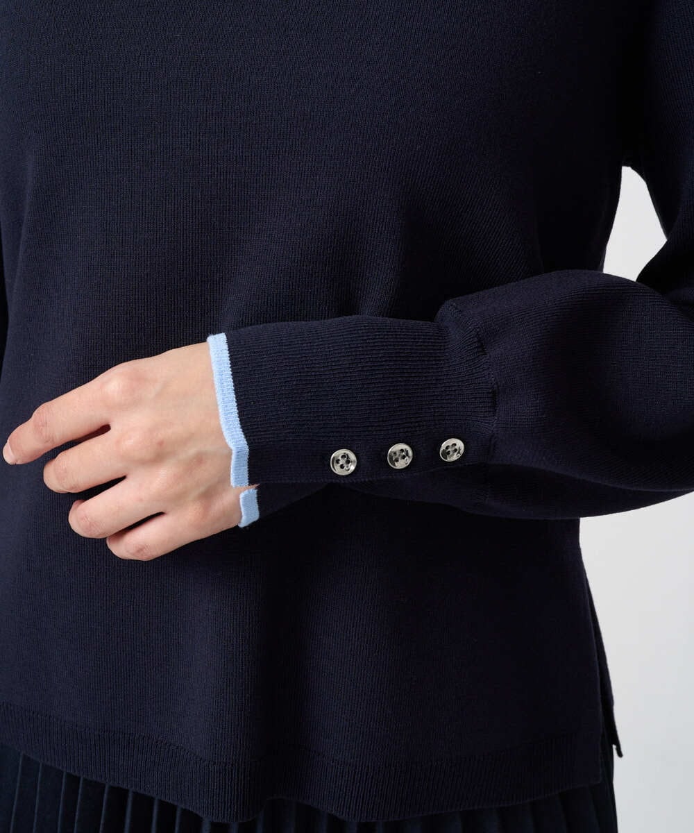 F1FDD14130 MK MICHEL KLEIN(小さいサイズ)(メゾン ドゥ サンク) 【小さいサイズ】配色デザインニット/洗える ピンク