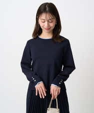 F1FDD14130 MK MICHEL KLEIN(小さいサイズ)(メゾン ドゥ サンク) 【小さいサイズ】配色デザインニット/洗える ピンク