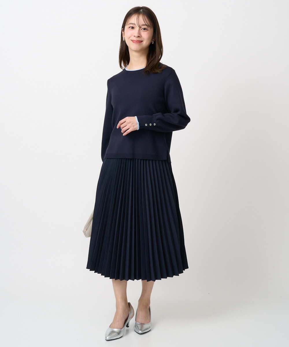 F1FDD14130 MK MICHEL KLEIN(小さいサイズ)(メゾン ドゥ サンク) 【小さいサイズ】配色デザインニット/洗える ピンク