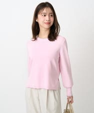 F1FDD14130 MK MICHEL KLEIN(小さいサイズ)(メゾン ドゥ サンク) 【小さいサイズ】配色デザインニット/洗える ピンク