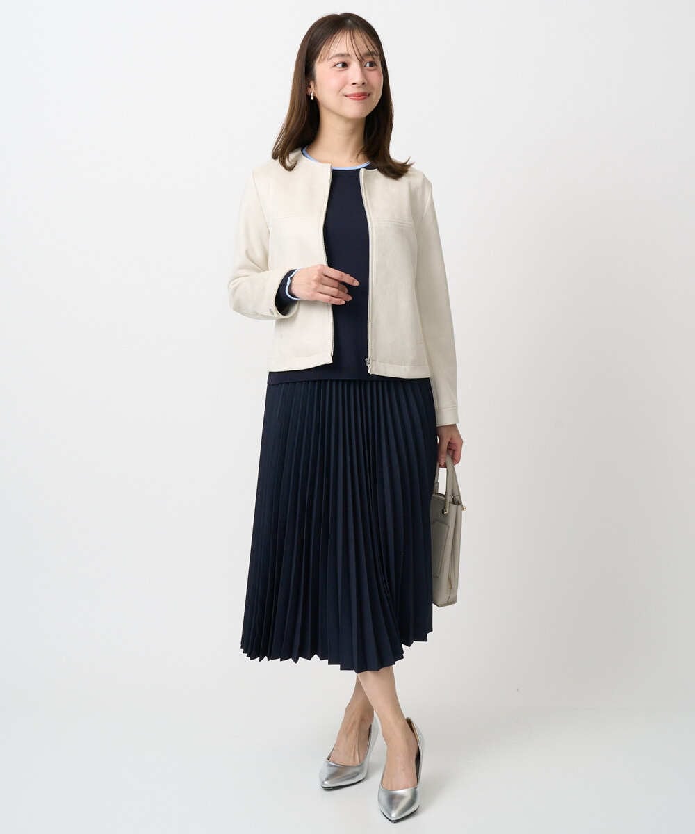 F1FDD14130 MK MICHEL KLEIN(小さいサイズ)(メゾン ドゥ サンク) 【小さいサイズ】配色デザインニット/洗える ピンク