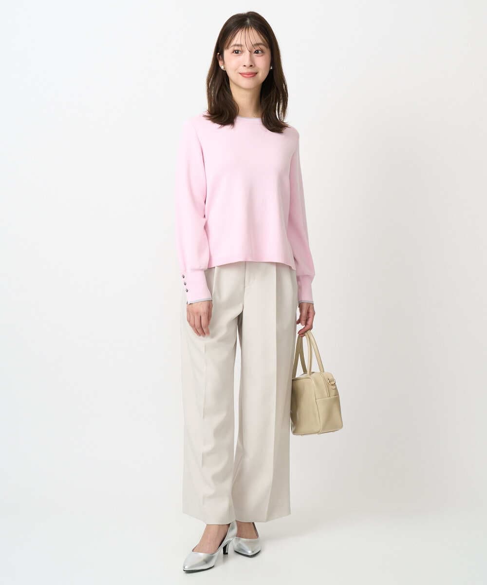 F1FDD14130 MK MICHEL KLEIN(小さいサイズ)(メゾン ドゥ サンク) 【小さいサイズ】配色デザインニット/洗える ピンク