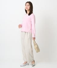 F1FDD14130 MK MICHEL KLEIN(小さいサイズ)(メゾン ドゥ サンク) 【小さいサイズ】配色デザインニット/洗える ピンク