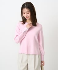 F1FDD14130 MK MICHEL KLEIN(小さいサイズ)(メゾン ドゥ サンク) 【小さいサイズ】配色デザインニット/洗える ピンク