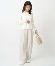 F1FDD14130 MK MICHEL KLEIN(小さいサイズ)(メゾン ドゥ サンク) 【小さいサイズ】配色デザインニット/洗える ピンク