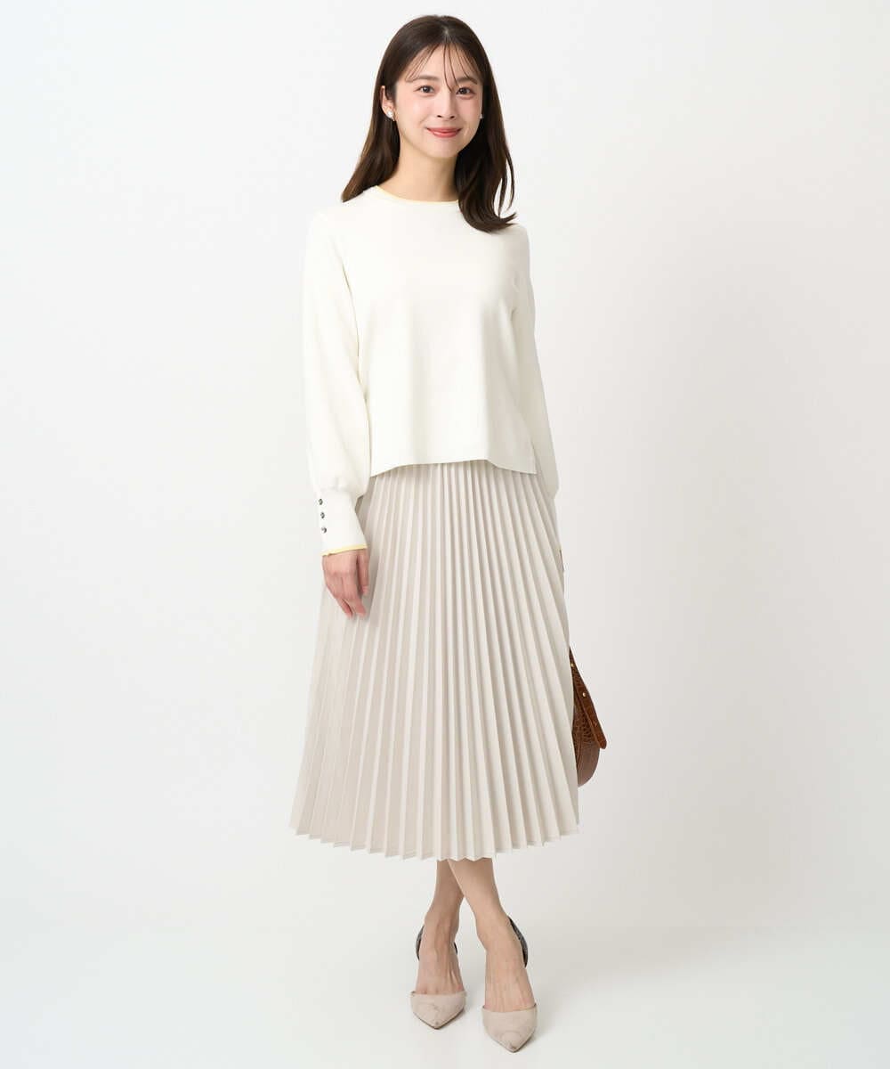 F1FDD14130 MK MICHEL KLEIN(小さいサイズ)(メゾン ドゥ サンク) 【小さいサイズ】配色デザインニット/洗える ピンク