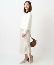 F1FDD14130 MK MICHEL KLEIN(小さいサイズ)(メゾン ドゥ サンク) 【小さいサイズ】配色デザインニット/洗える ピンク