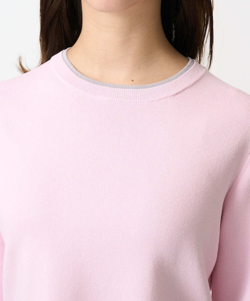 F1FDD14130 MK MICHEL KLEIN(小さいサイズ)(メゾン ドゥ サンク) 【小さいサイズ】配色デザインニット/洗える ピンク