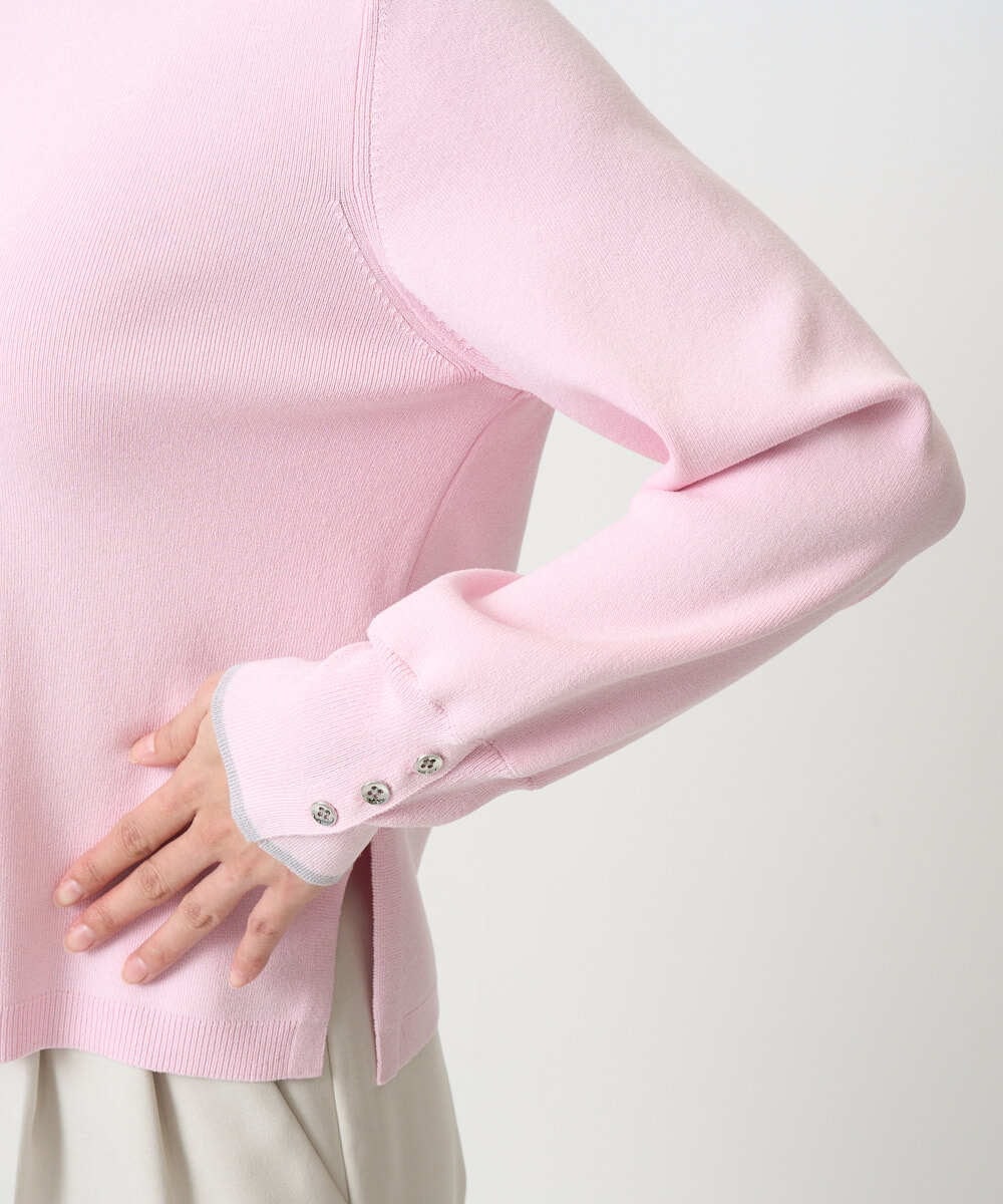 F1FDD14130 MK MICHEL KLEIN(小さいサイズ)(メゾン ドゥ サンク) 【小さいサイズ】配色デザインニット/洗える ピンク