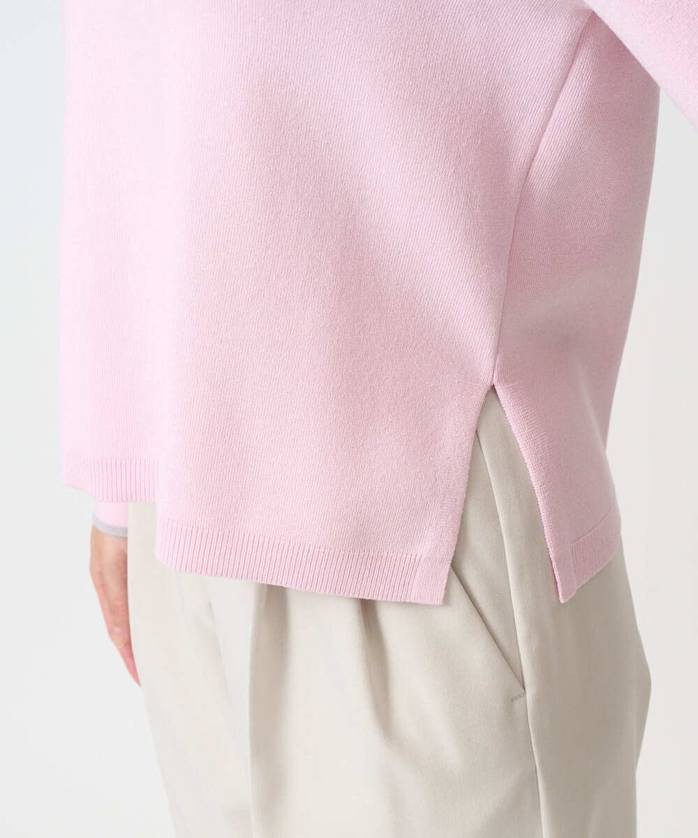 F1FDD14130 MK MICHEL KLEIN(小さいサイズ)(メゾン ドゥ サンク) 【小さいサイズ】配色デザインニット/洗える ピンク