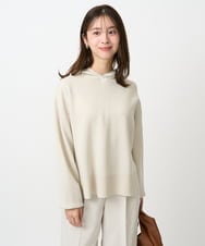 F1FDD16130 MK MICHEL KLEIN(小さいサイズ)(メゾン ドゥ サンク) 【小さいサイズ】スウェットライクニットフーディー/洗える ベージュ