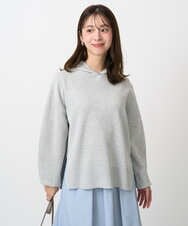 F1FDD16130 MK MICHEL KLEIN(小さいサイズ)(メゾン ドゥ サンク) 【小さいサイズ】スウェットライクニットフーディー/洗える グレー