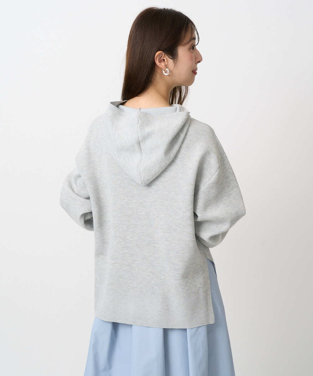 F1FDD16130 MK MICHEL KLEIN(小さいサイズ)(メゾン ドゥ サンク) 【小さいサイズ】スウェットライクニットフーディー/洗える グレー