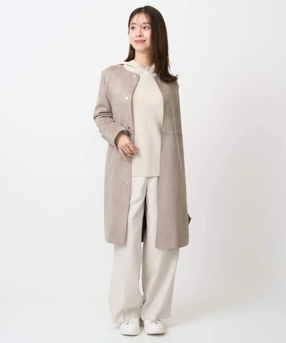 F1FDD16130 MK MICHEL KLEIN(小さいサイズ)(メゾン ドゥ サンク) 【小さいサイズ】スウェットライクニットフーディー/洗える グレー