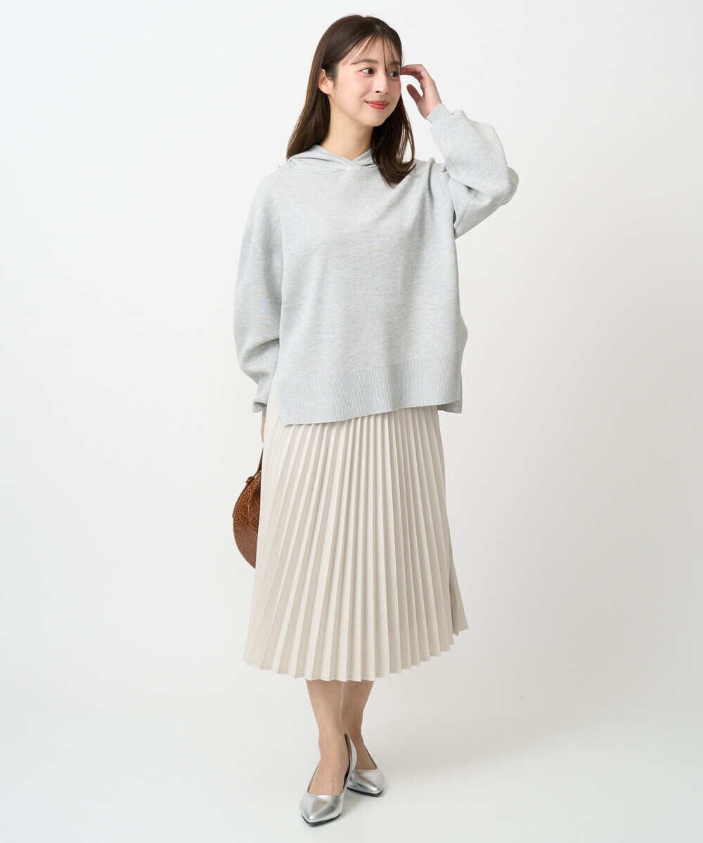 F1FDD16130 MK MICHEL KLEIN(小さいサイズ)(メゾン ドゥ サンク) 【小さいサイズ】スウェットライクニットフーディー/洗える グレー