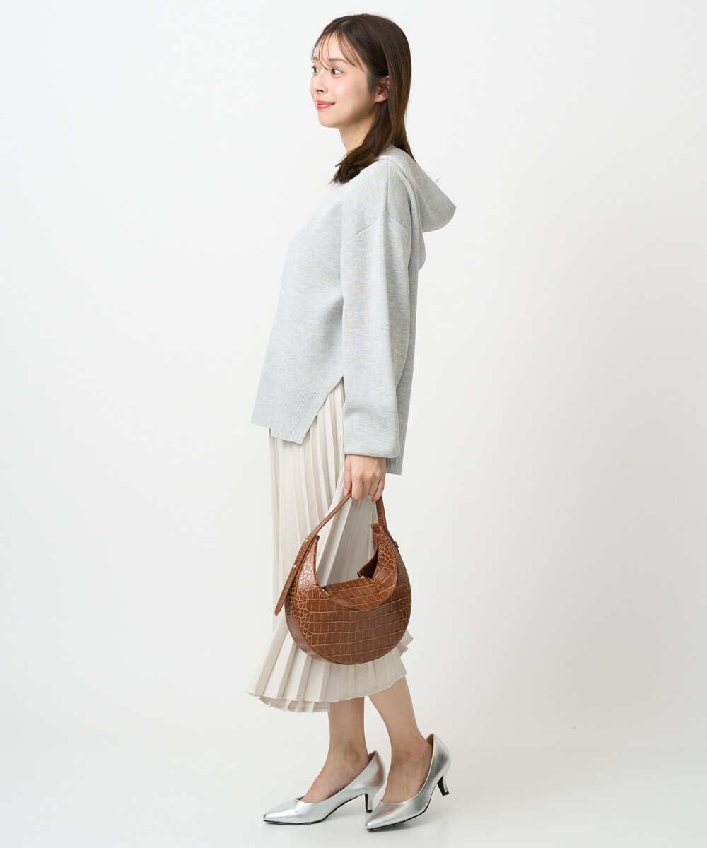 F1FDD16130 MK MICHEL KLEIN(小さいサイズ)(メゾン ドゥ サンク) 【小さいサイズ】スウェットライクニットフーディー/洗える グレー