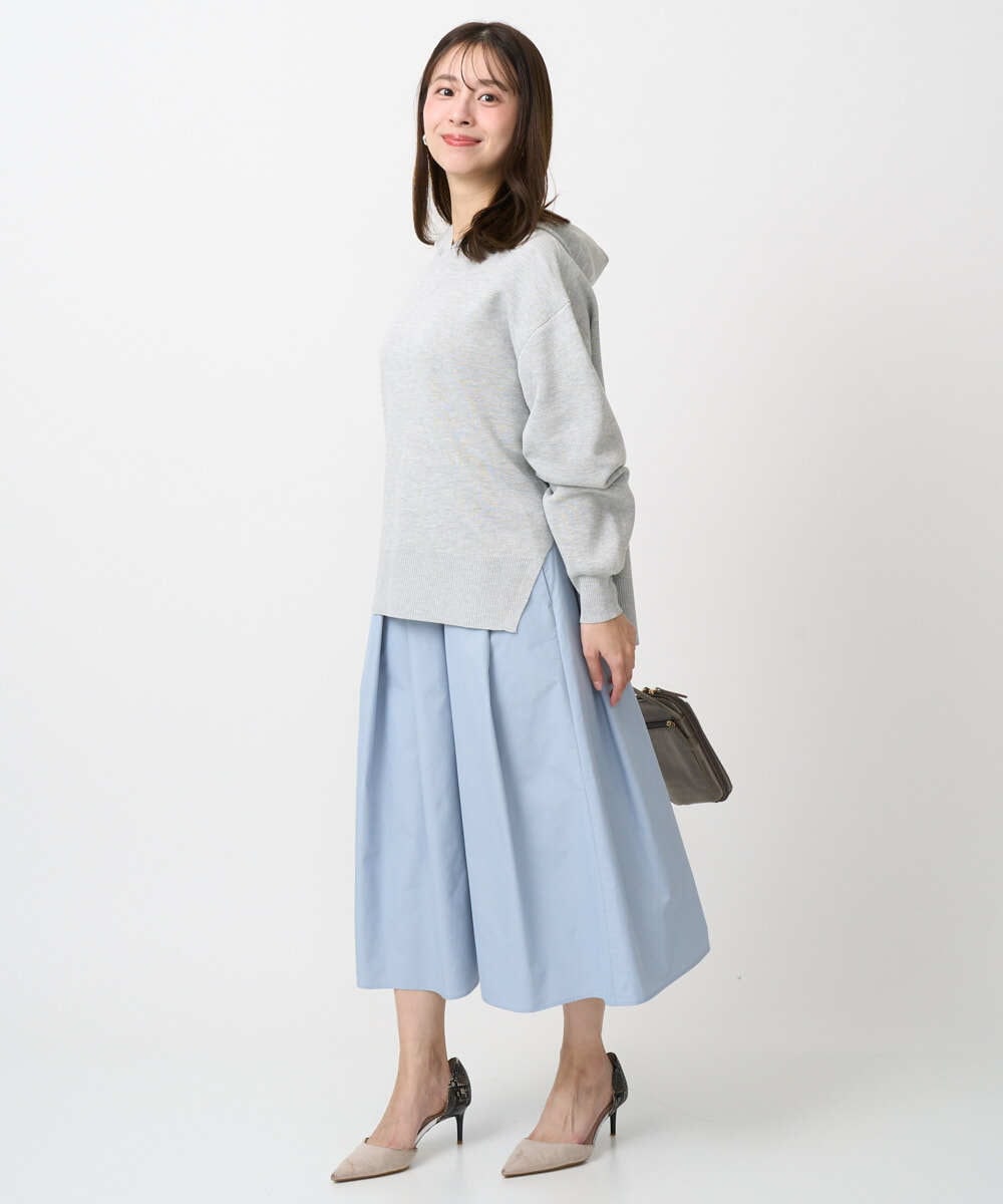 F1FDD16130 MK MICHEL KLEIN(小さいサイズ)(メゾン ドゥ サンク) 【小さいサイズ】スウェットライクニットフーディー/洗える グレー