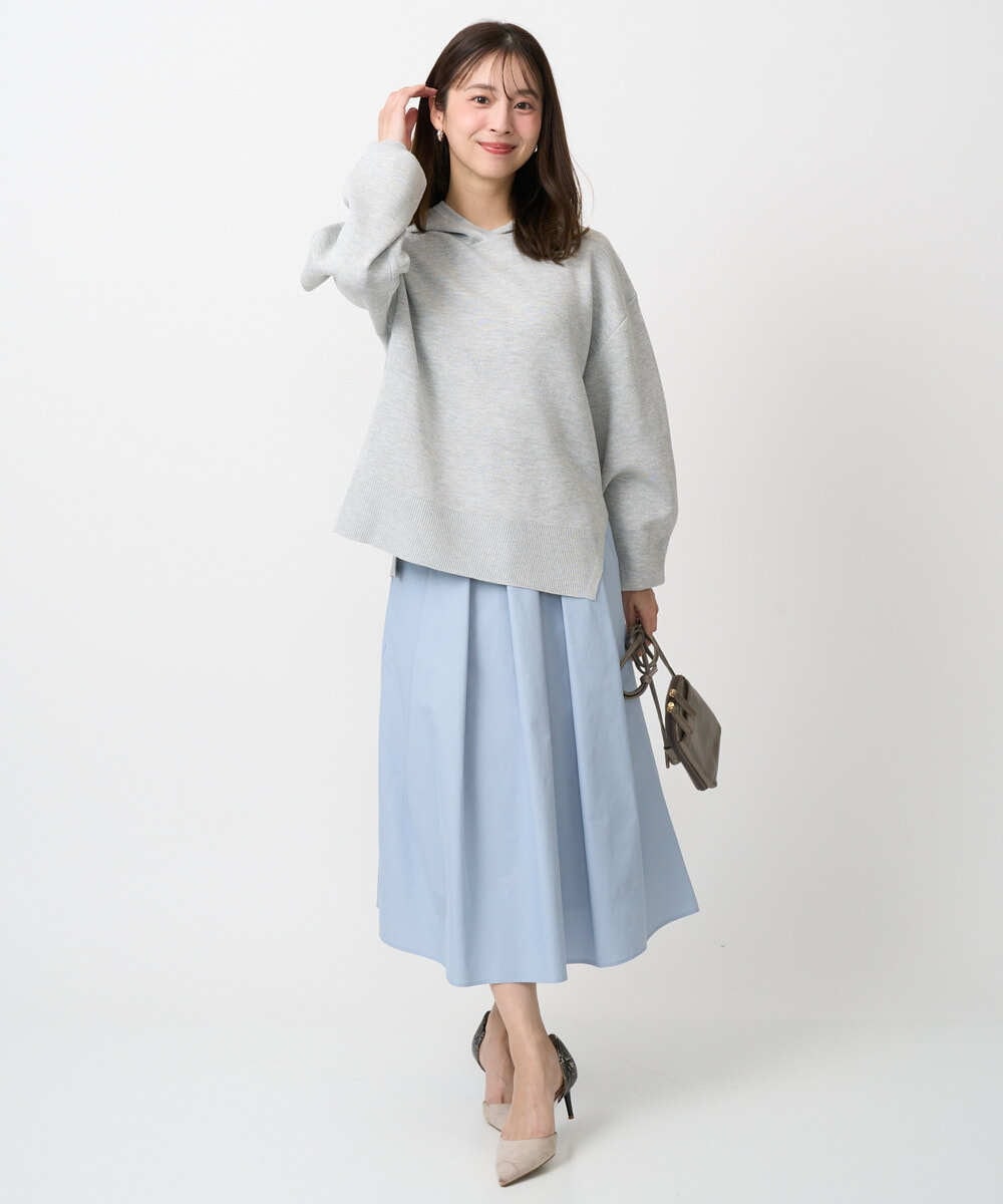 F1FDD16130 MK MICHEL KLEIN(小さいサイズ)(メゾン ドゥ サンク) 【小さいサイズ】スウェットライクニットフーディー/洗える グレー