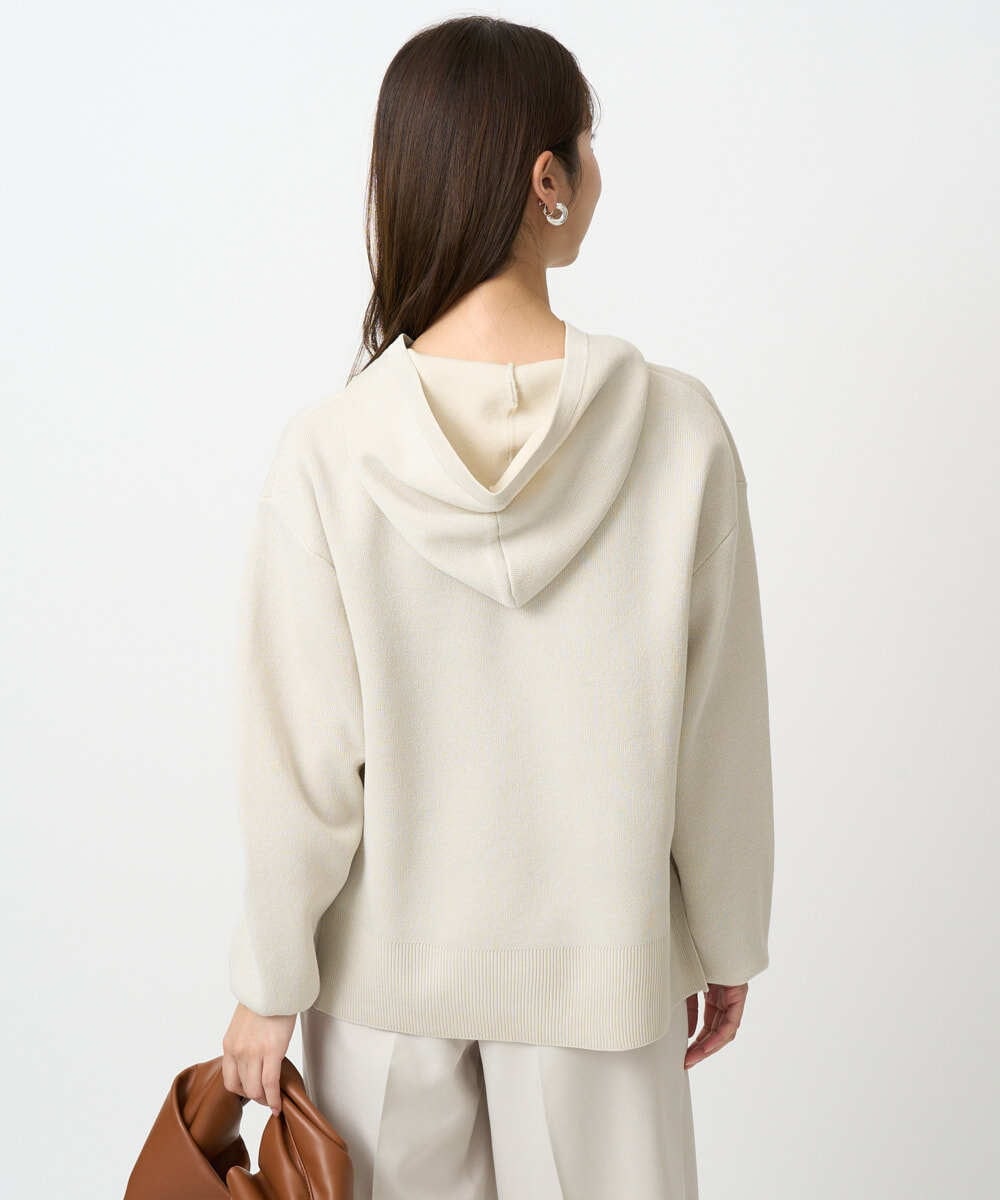 F1FDD16130 MK MICHEL KLEIN(小さいサイズ)(メゾン ドゥ サンク) 【小さいサイズ】スウェットライクニットフーディー/洗える グレー