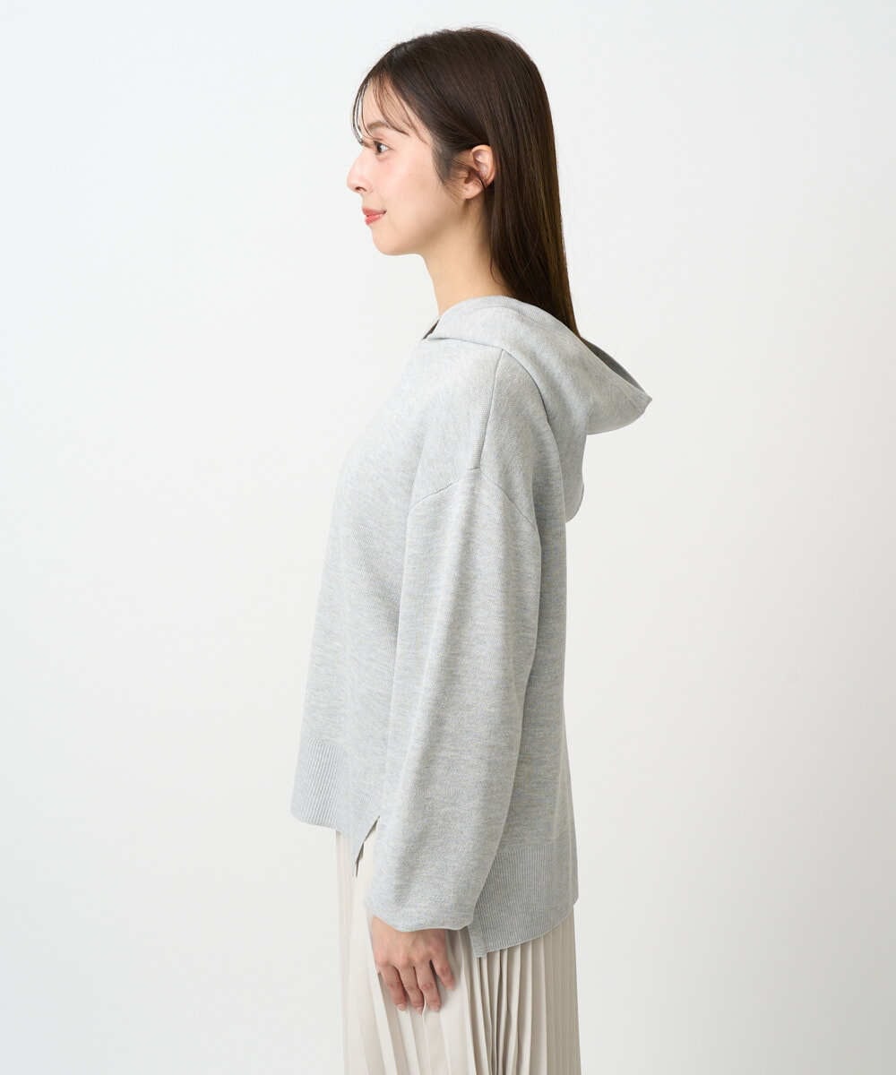 F1FDD16130 MK MICHEL KLEIN(小さいサイズ)(メゾン ドゥ サンク) 【小さいサイズ】スウェットライクニットフーディー/洗える グレー