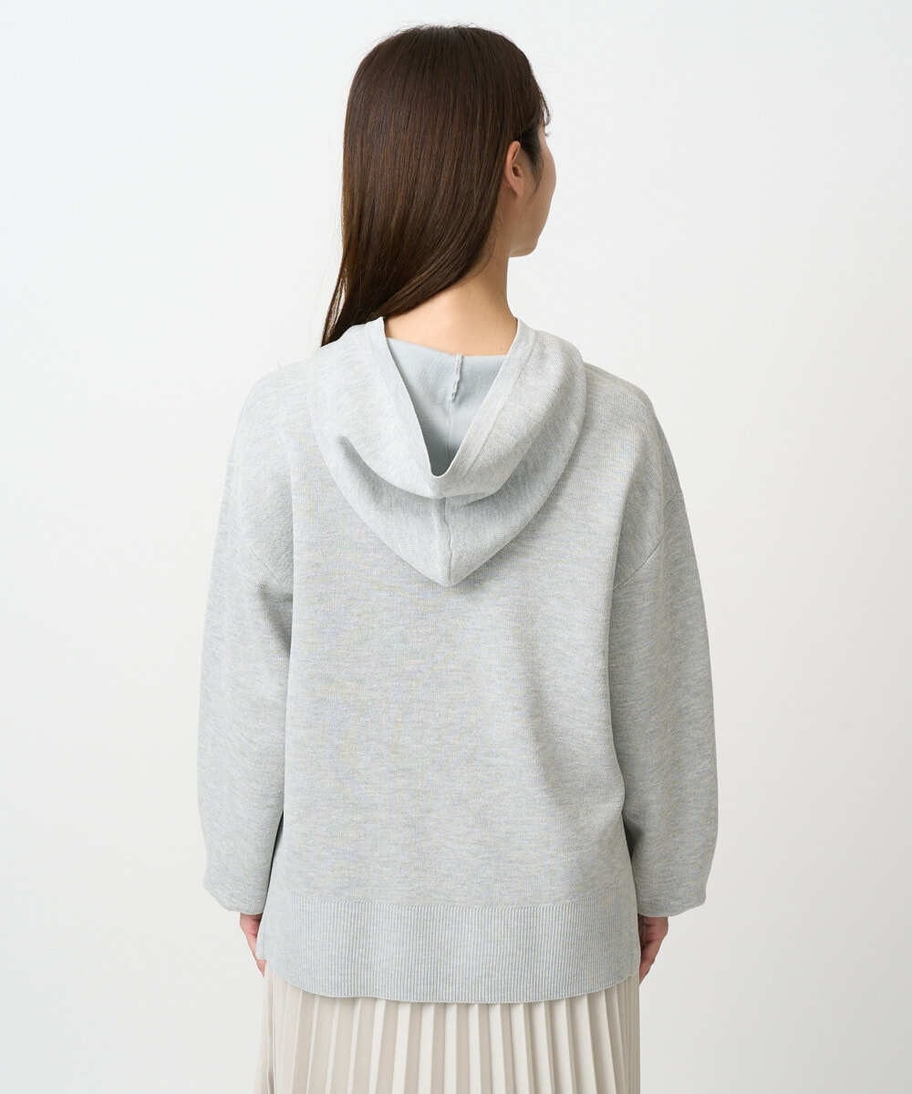 F1FDD16130 MK MICHEL KLEIN(小さいサイズ)(メゾン ドゥ サンク) 【小さいサイズ】スウェットライクニットフーディー/洗える グレー