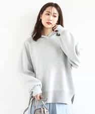 F1FDD16130 MK MICHEL KLEIN(小さいサイズ)(メゾン ドゥ サンク) 【小さいサイズ】スウェットライクニットフーディー/洗える グレー