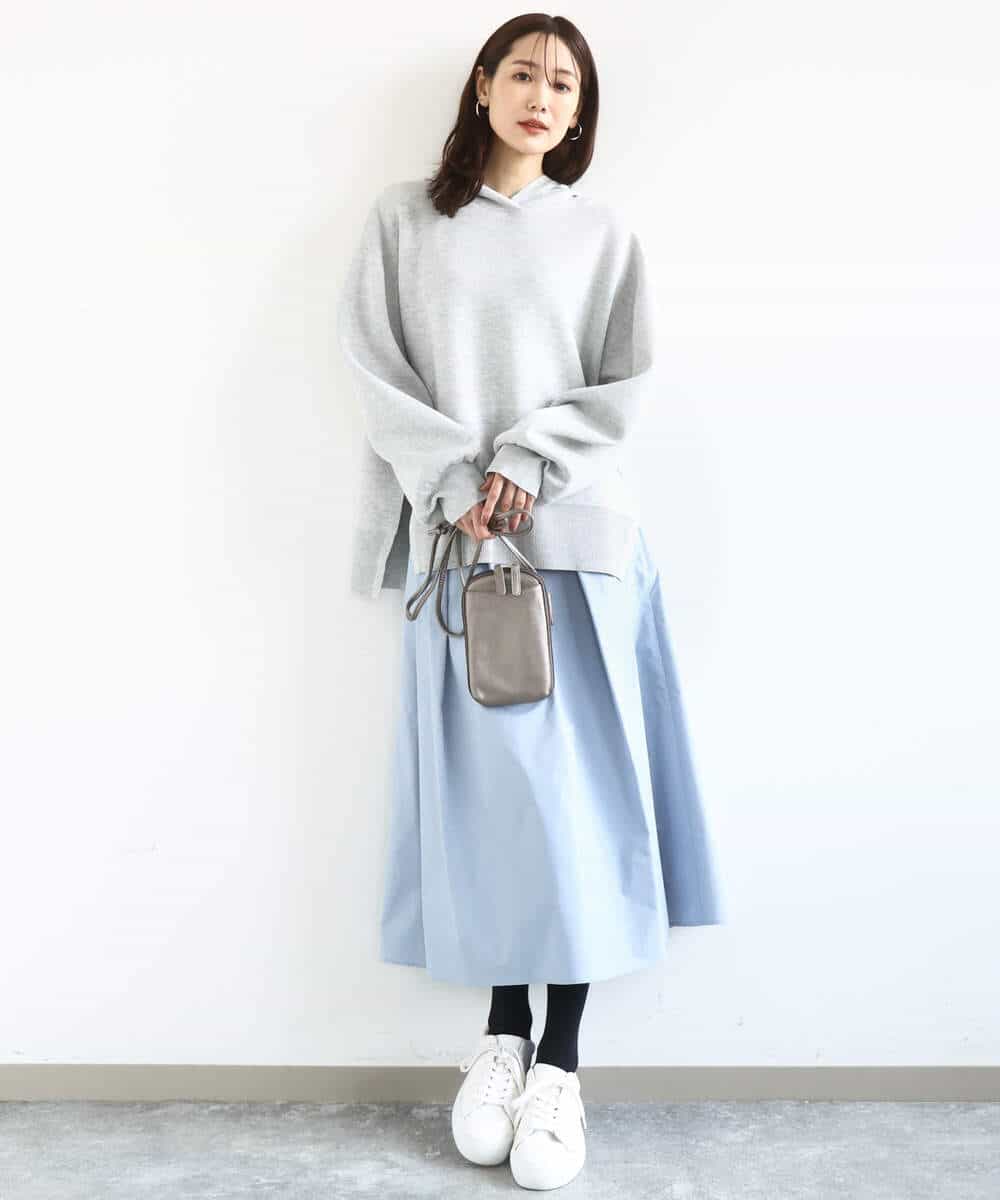 F1FDD16130 MK MICHEL KLEIN(小さいサイズ)(メゾン ドゥ サンク) 【小さいサイズ】スウェットライクニットフーディー/洗える グレー