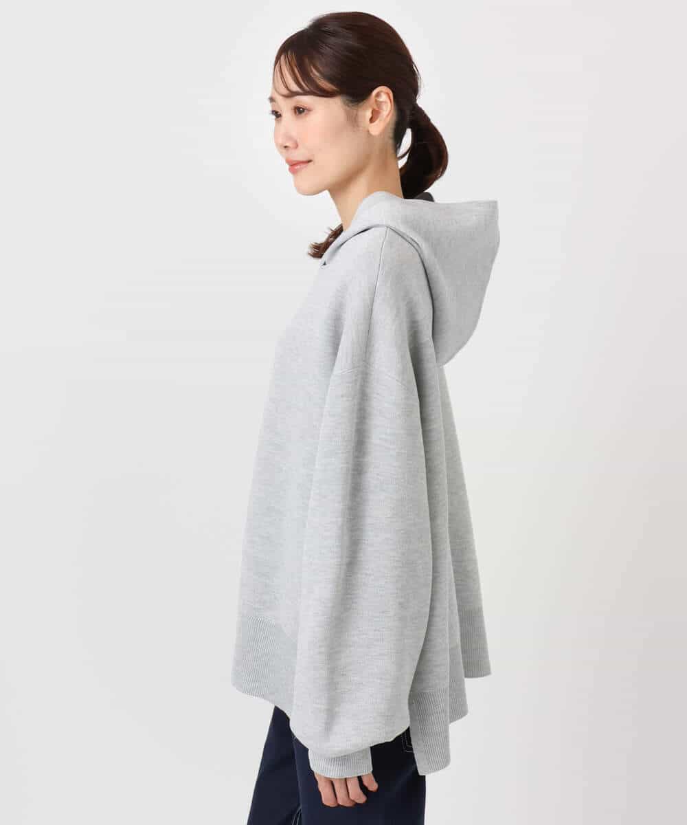 F1FDD16130 MK MICHEL KLEIN(小さいサイズ)(メゾン ドゥ サンク) 【小さいサイズ】スウェットライクニットフーディー/洗える グレー