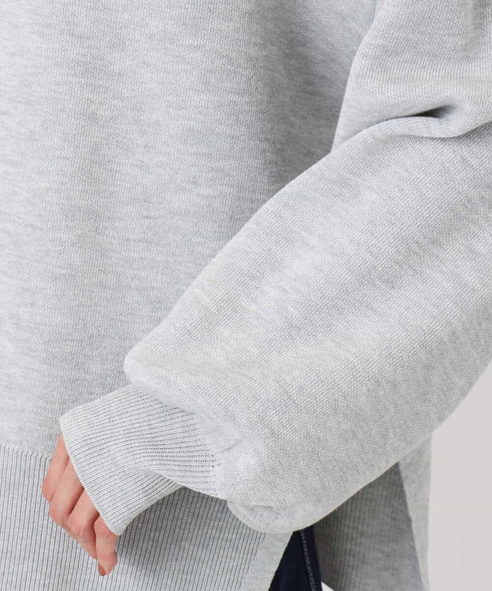 F1FDD16130 MK MICHEL KLEIN(小さいサイズ)(メゾン ドゥ サンク) 【小さいサイズ】スウェットライクニットフーディー/洗える グレー