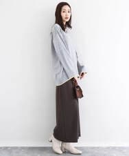 F1FDD60140 MK MICHEL KLEIN(小さいサイズ)(メゾン ドゥ サンク) 配色ラインVネックニット/洗える ライトブルー