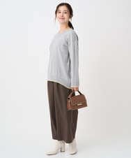 F1FDD60140 MK MICHEL KLEIN(小さいサイズ)(メゾン ドゥ サンク) 【小さいサイズ】配色ラインVネックニット/洗える ライトブルー