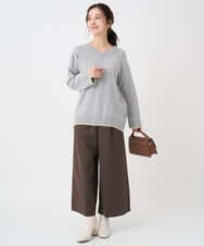 F1FDD60140 MK MICHEL KLEIN(小さいサイズ)(メゾン ドゥ サンク) 【小さいサイズ】配色ラインVネックニット/洗える ライトブルー