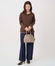 F1FDD60140 MK MICHEL KLEIN(小さいサイズ)(メゾン ドゥ サンク) 【小さいサイズ】配色ラインVネックニット/洗える ライトブルー