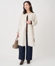 F1FDD60140 MK MICHEL KLEIN(小さいサイズ)(メゾン ドゥ サンク) 【小さいサイズ】配色ラインVネックニット/洗える ライトブルー