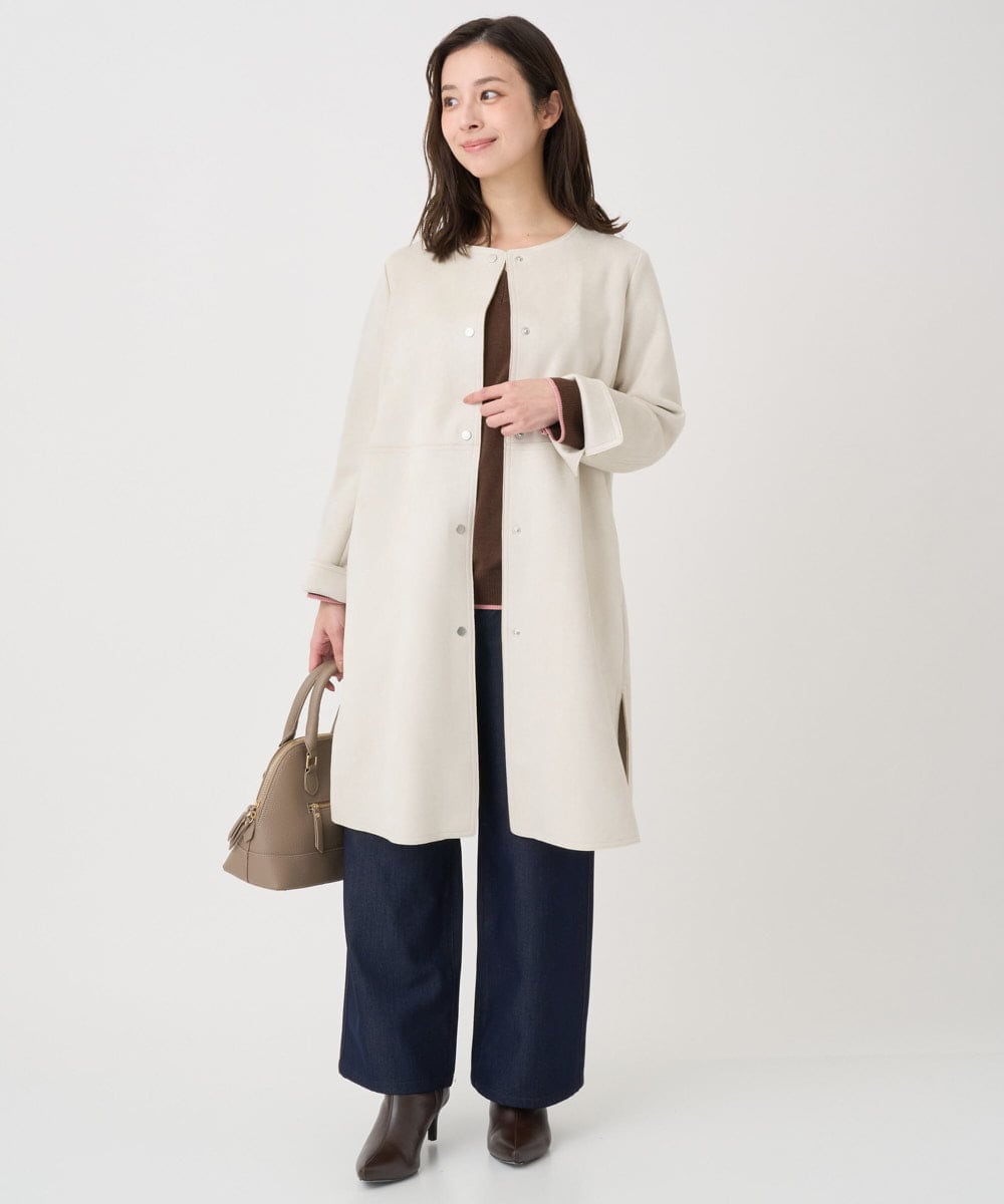 F1FDD60140 MK MICHEL KLEIN(小さいサイズ)(メゾン ドゥ サンク) 【小さいサイズ】配色ラインVネックニット/洗える ライトブルー