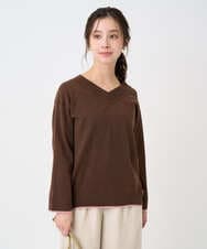 F1FDD60140 MK MICHEL KLEIN(小さいサイズ)(メゾン ドゥ サンク) 【小さいサイズ】配色ラインVネックニット/洗える ライトブルー