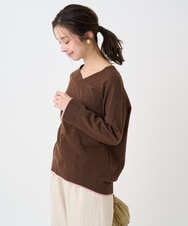 F1FDD60140 MK MICHEL KLEIN(小さいサイズ)(メゾン ドゥ サンク) 【小さいサイズ】配色ラインVネックニット/洗える ライトブルー