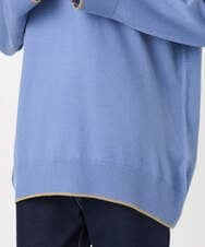 F1FDD60140 MK MICHEL KLEIN(小さいサイズ)(メゾン ドゥ サンク) 配色ラインVネックニット/洗える ライトブルー