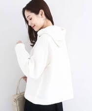 F1FDD62150 MK MICHEL KLEIN(小さいサイズ)(メゾン ドゥ サンク) クロップド丈ニットフーディー/洗える アイボリー