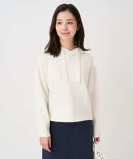 F1FDD62150 MK MICHEL KLEIN(小さいサイズ)(メゾン ドゥ サンク) 【小さいサイズ】クロップド丈ニットフーディー/洗える アイボリー