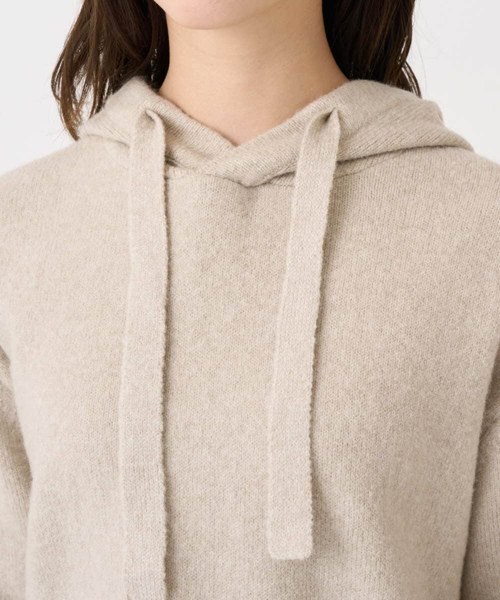 F1FDD62150 MK MICHEL KLEIN(小さいサイズ)(メゾン ドゥ サンク) 【小さいサイズ】クロップド丈ニットフーディー/洗える ベージュ