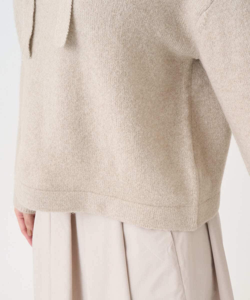 F1FDD62150 MK MICHEL KLEIN(小さいサイズ)(メゾン ドゥ サンク) 【小さいサイズ】クロップド丈ニットフーディー/洗える ベージュ