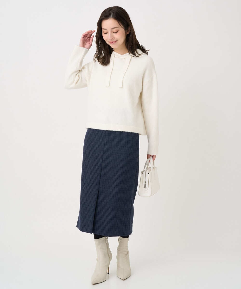 F1FDD62150 MK MICHEL KLEIN(小さいサイズ)(メゾン ドゥ サンク) 【小さいサイズ】クロップド丈ニットフーディー/洗える ベージュ