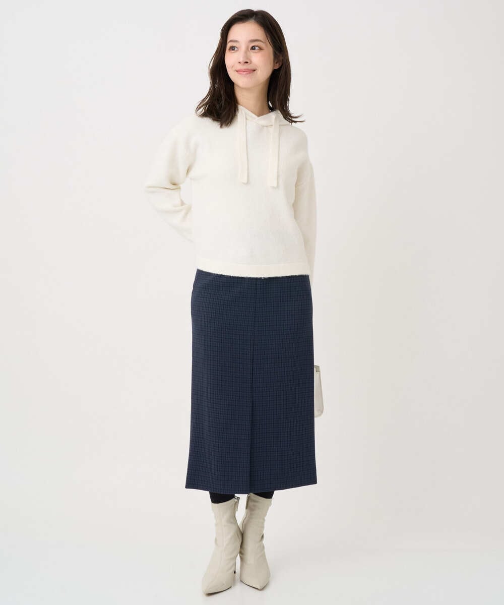 F1FDD62150 MK MICHEL KLEIN(小さいサイズ)(メゾン ドゥ サンク) 【小さいサイズ】クロップド丈ニットフーディー/洗える ベージュ